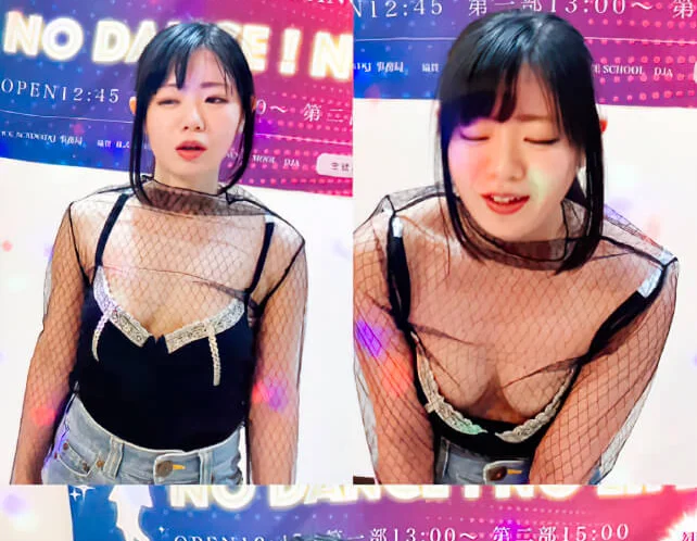 【胸ちら】ダンス教室のLIVEで衣装が段々ズレておっぱいポロりしながら踊る