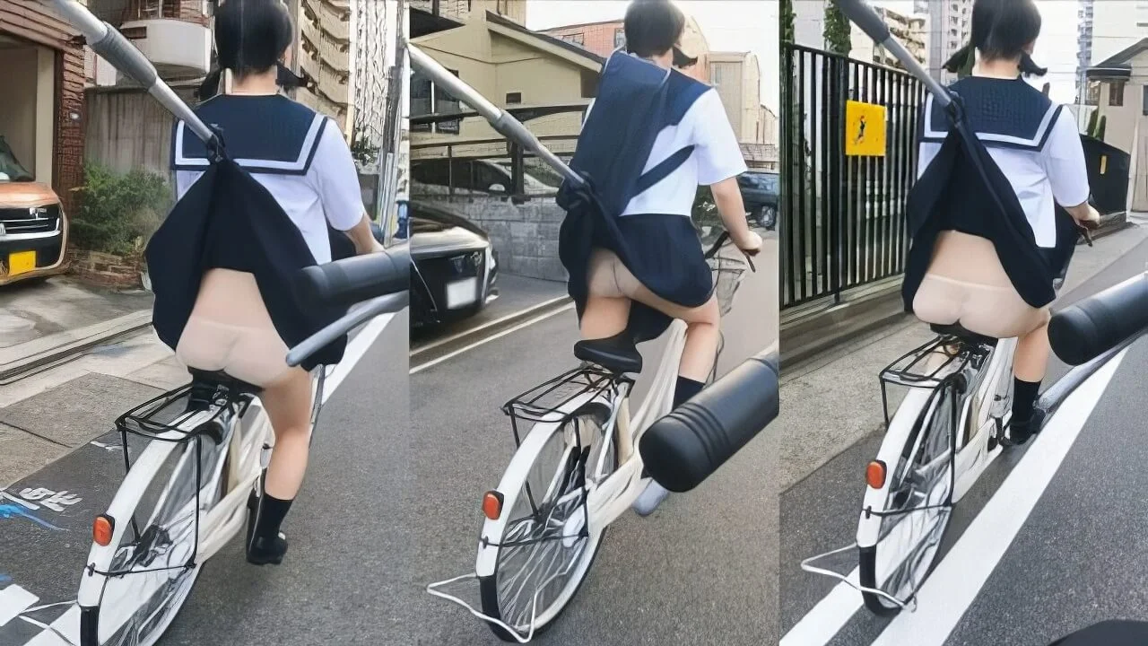 JK自転車①17回めくりパンチラ