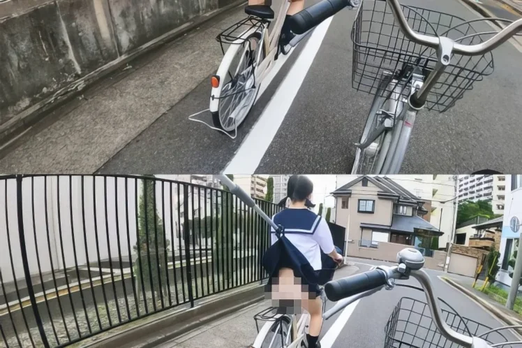 JK自転車①17回めくりパンチラ